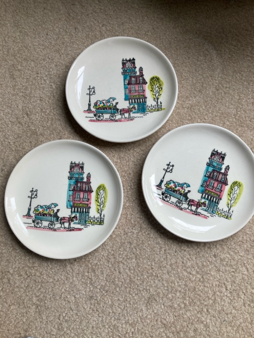 Poppytrail by Metlox Made in California Set of 3 Salad Plates with Cityscape